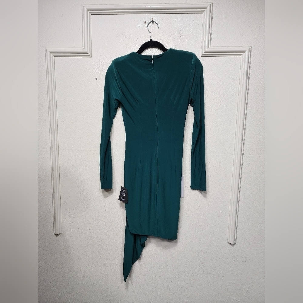 Lulus Marlay Emerald Green Ruched Long Sleeve Bodycon Dress XS Wedding Party - Picture 9 of 10